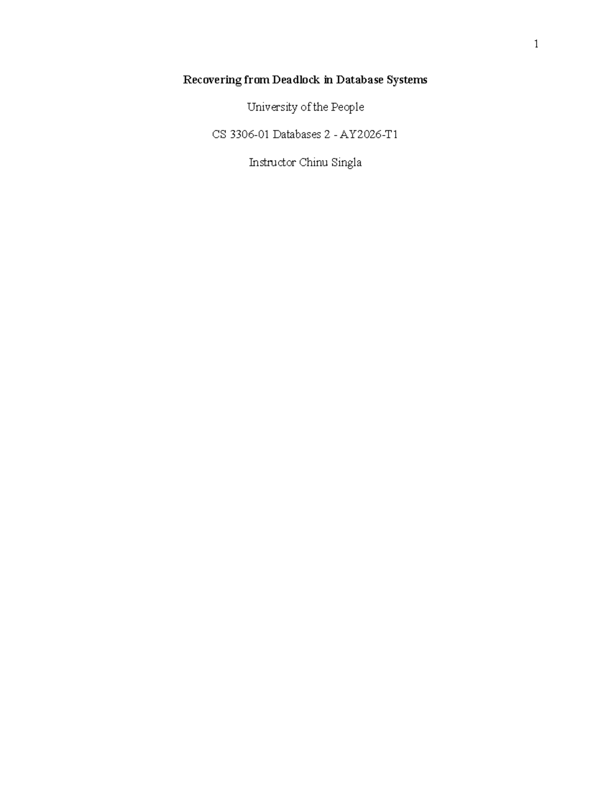 CS Databases Unit 2: Recovering from Deadlock in DB Systems - Studocu