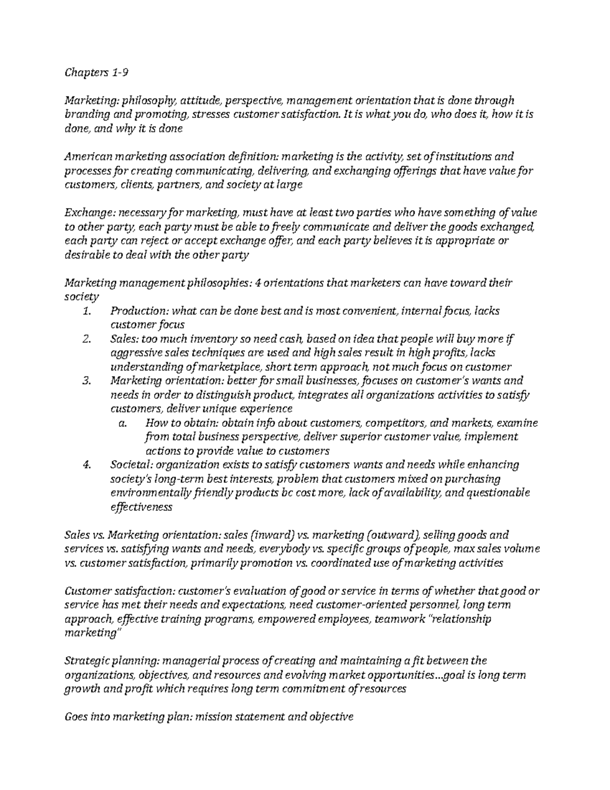 Marketing Mkt 101 Midterm Exam Comprehensive Study Guide - Studocu