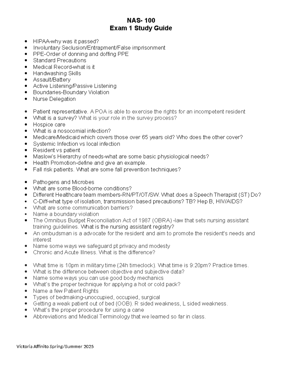 NAS-100 Exam 1 Study Guide: Essential Topics and Key Concepts - Studocu
