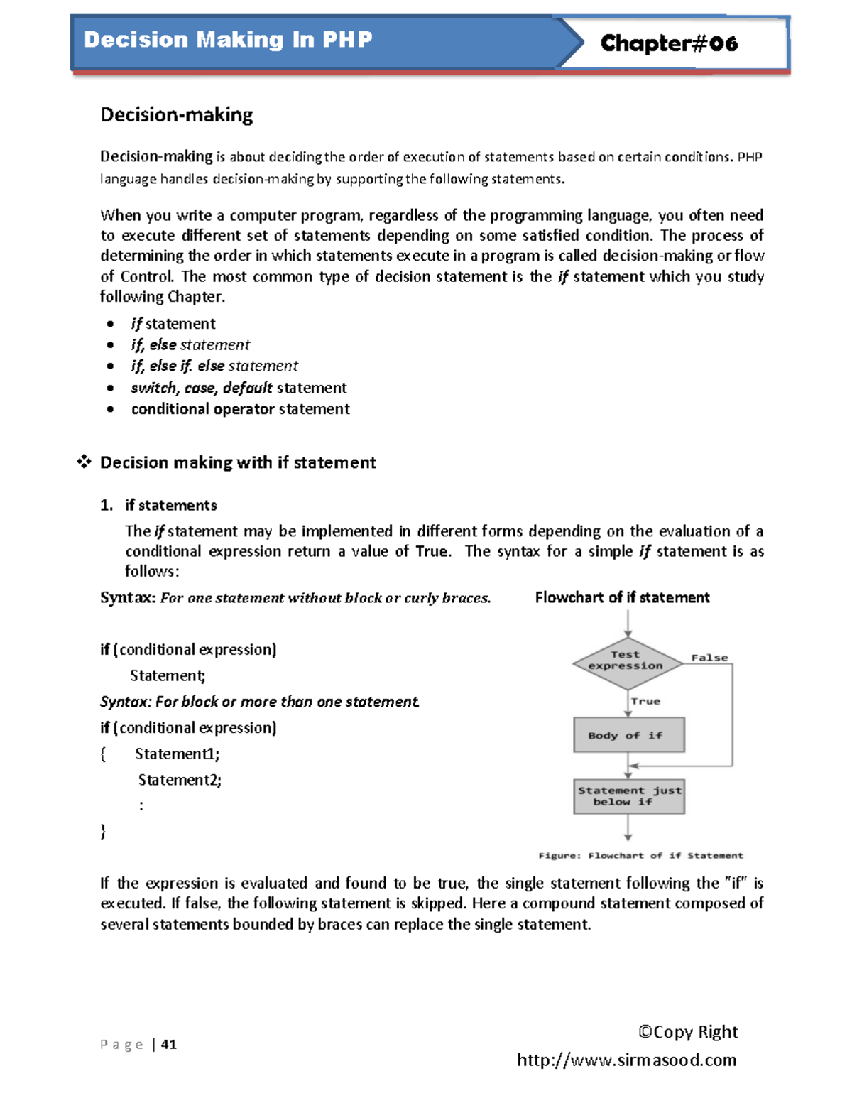 PHP Chapter 06: Decision Making Techniques and Examples - Studocu