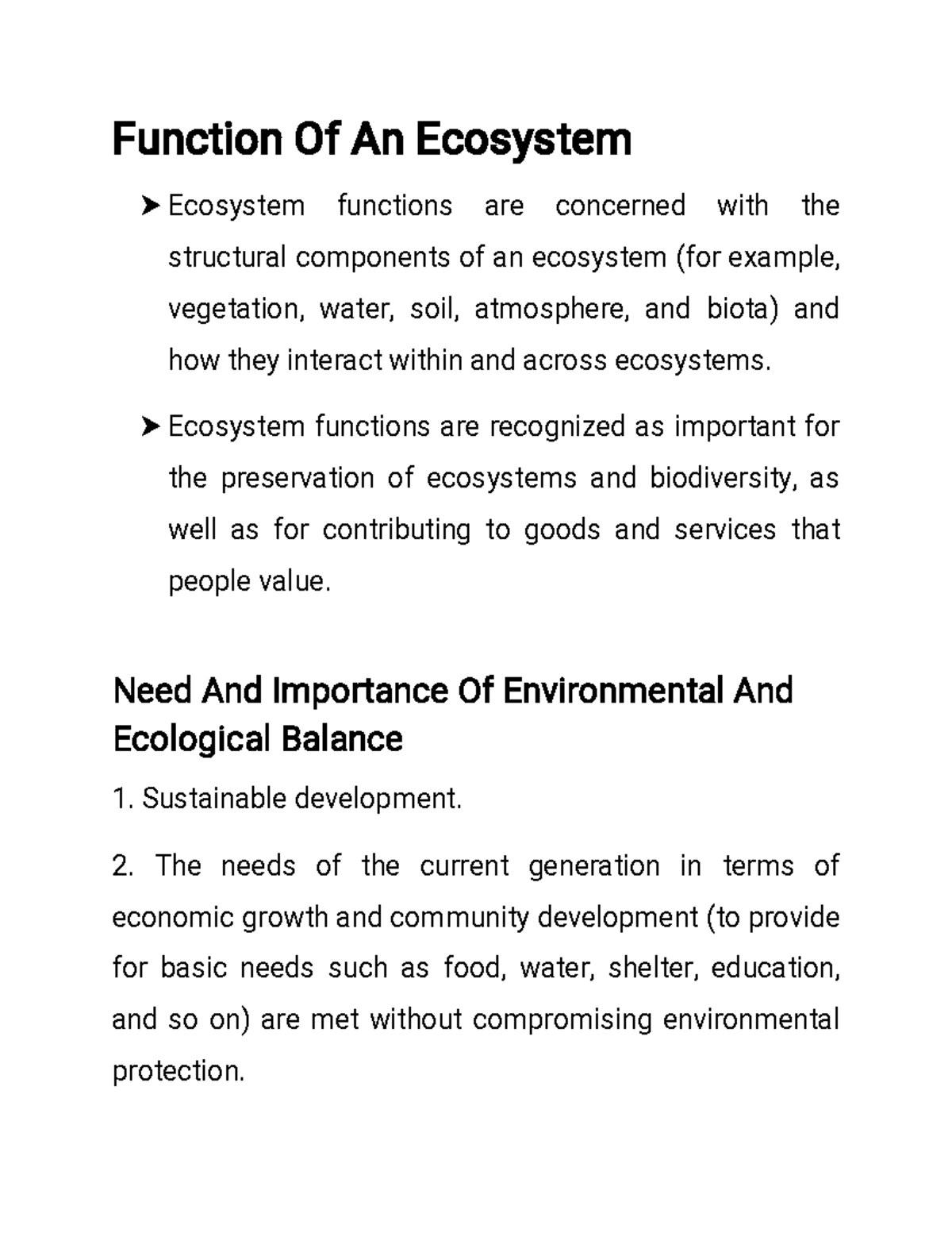 Function of Ecosystem: Structure, Roles, and Importance in Nature - Studocu