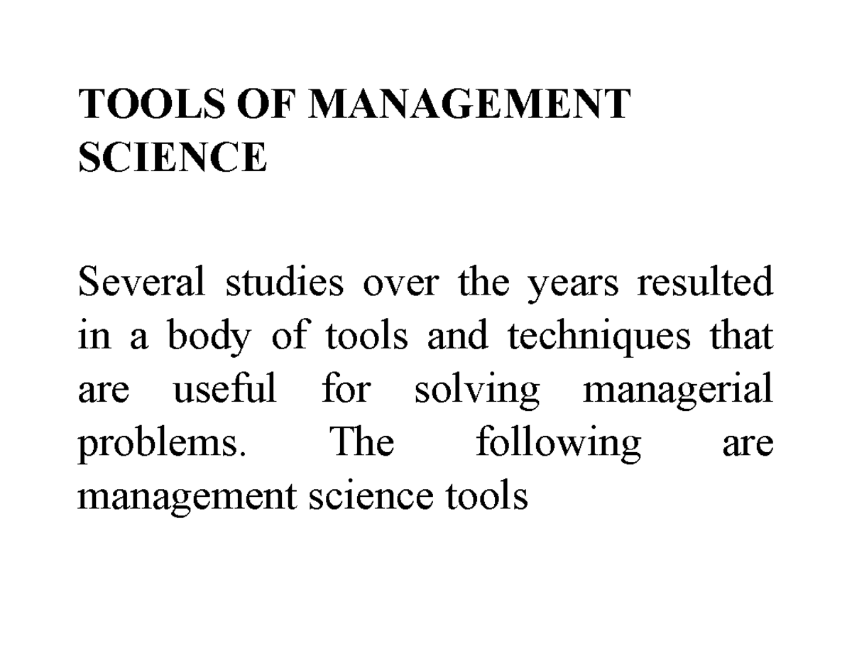 Management Science Tools: Techniques for Effective Decision-Making ...