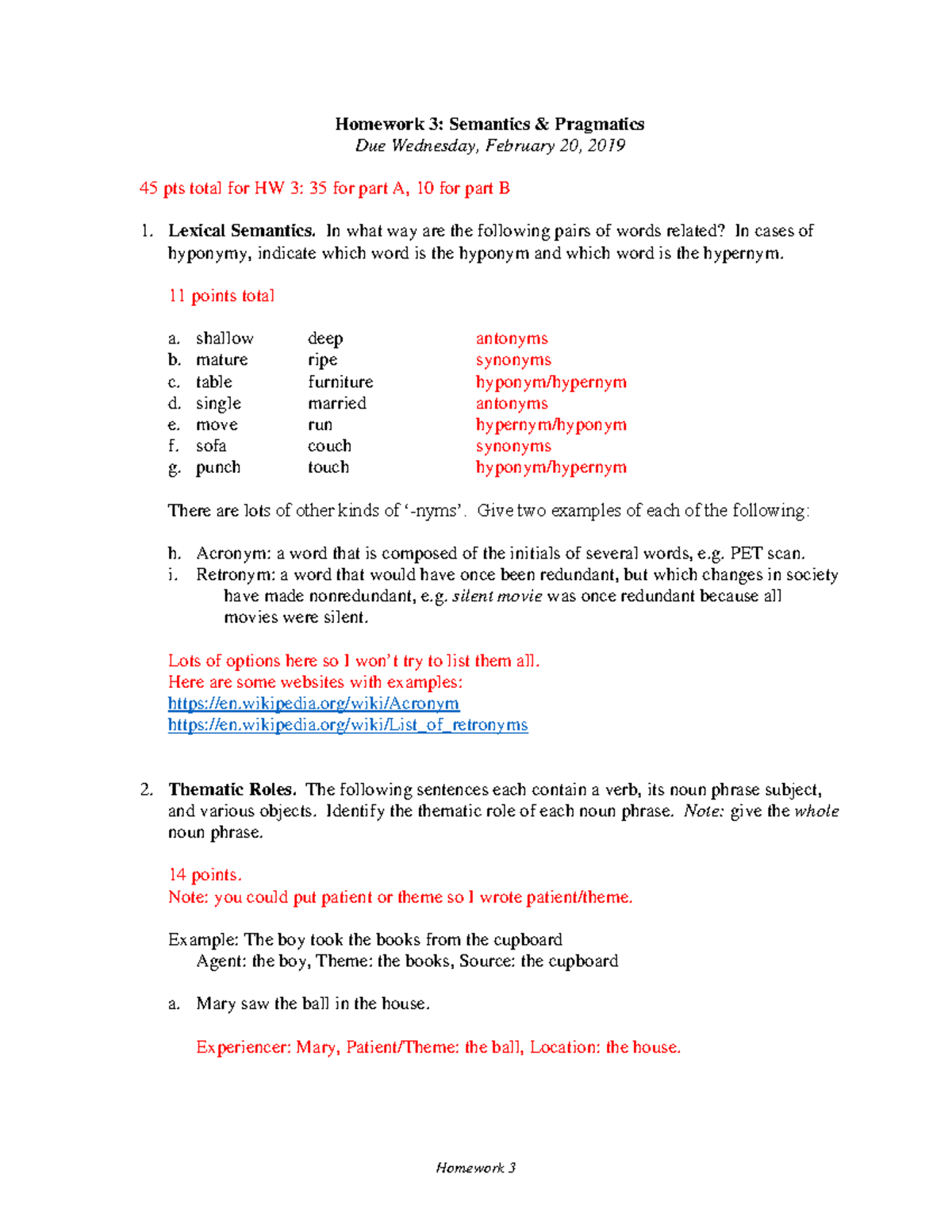 HW3A: Key for Semantics & Pragmatics Homework Assignment - Studocu