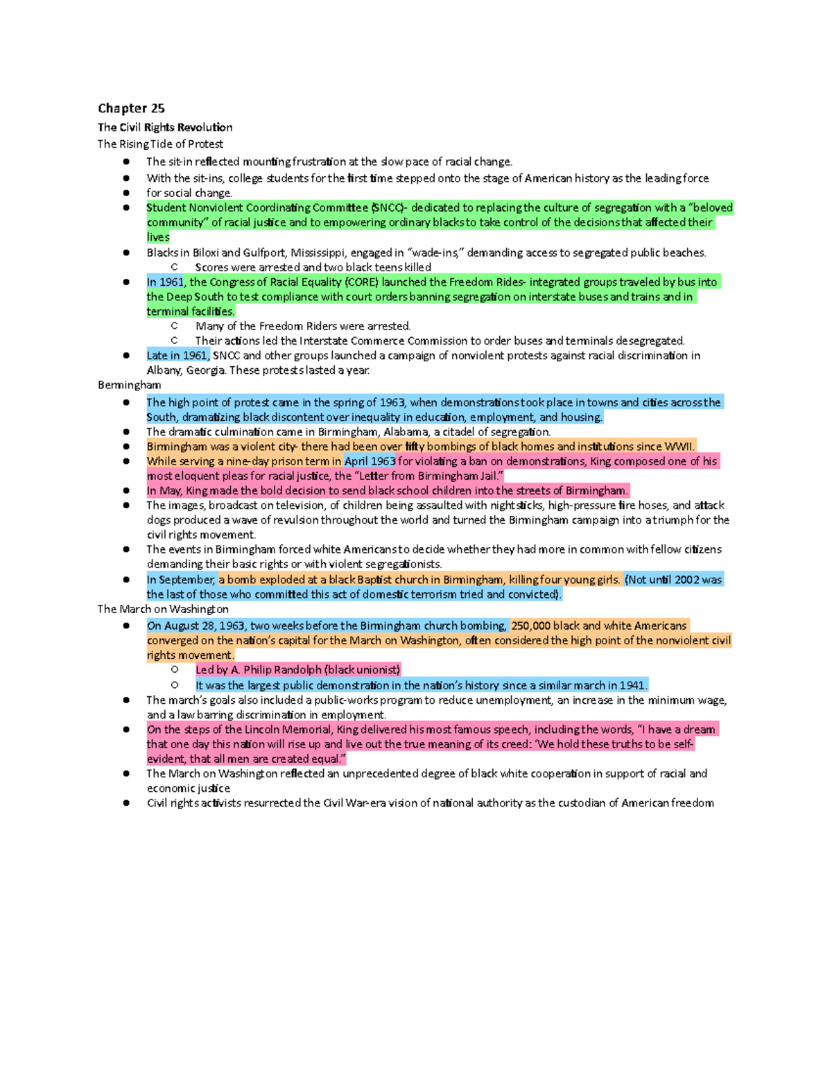 Chapter 25 - Civil Rights Movement Reading Notes (CS101) - Studocu