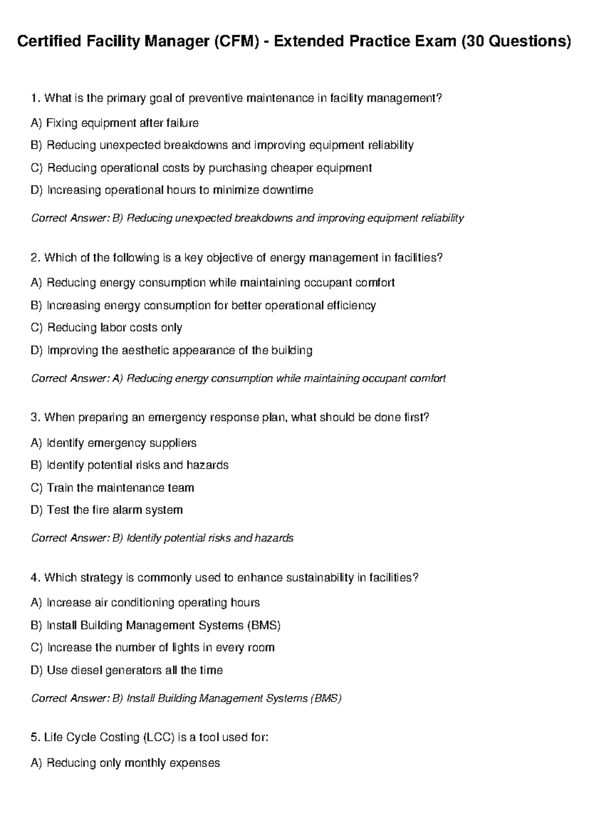 CFM Extended Practice Exam: 30 Essential Questions for Success - Studocu