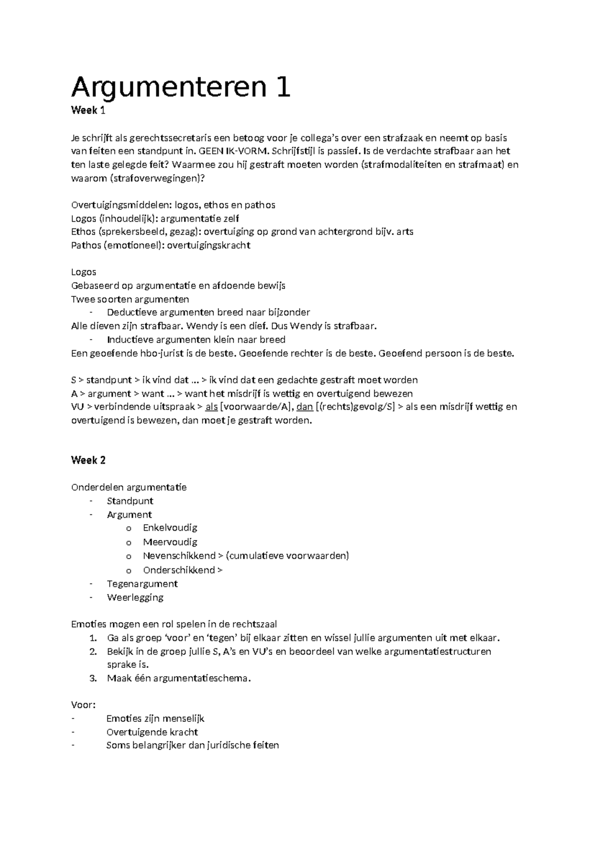 Aantekeningen Argumenteren 1 - Structuur en Criteria van Betoog ...