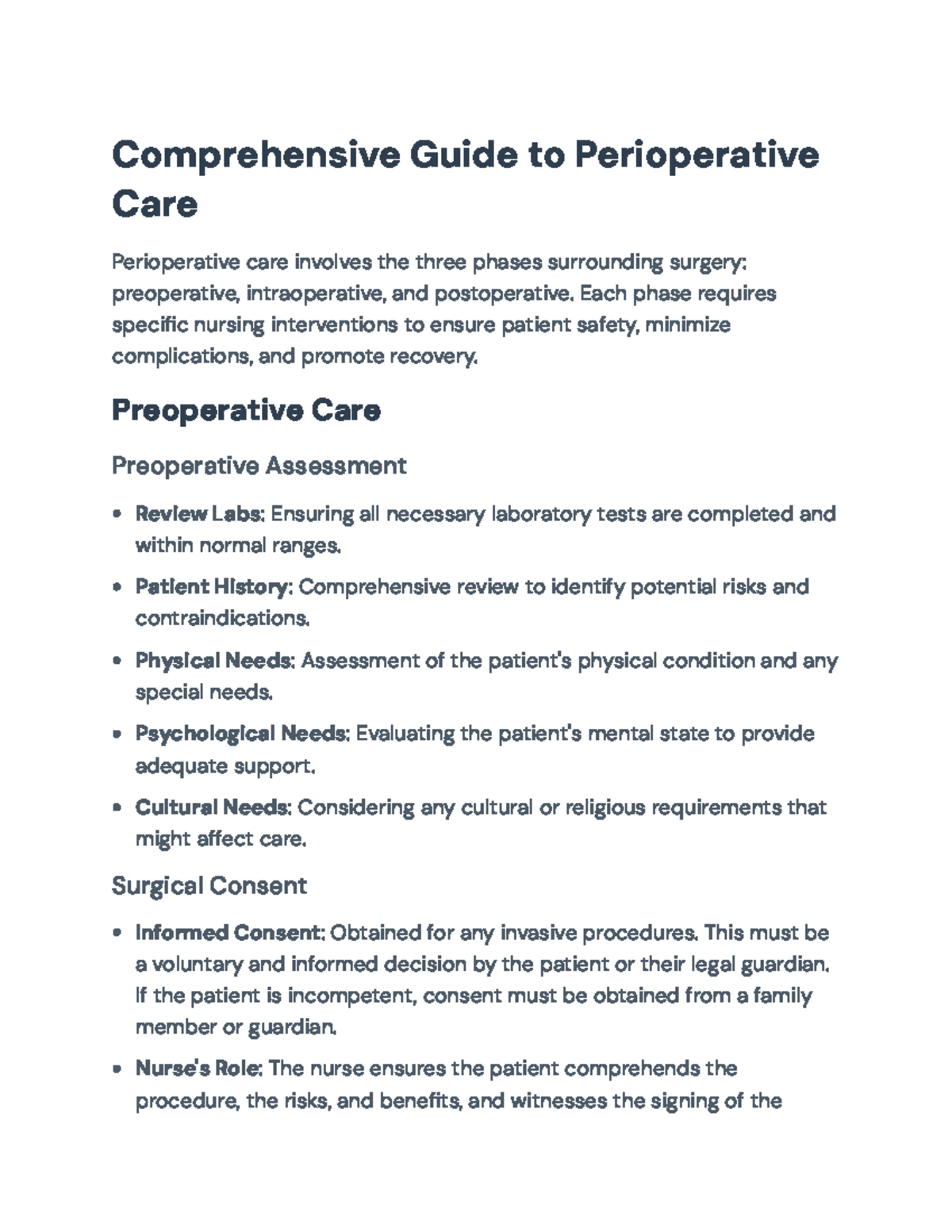 Perioperative Care: Comprehensive Nursing Guide and Protocols ...