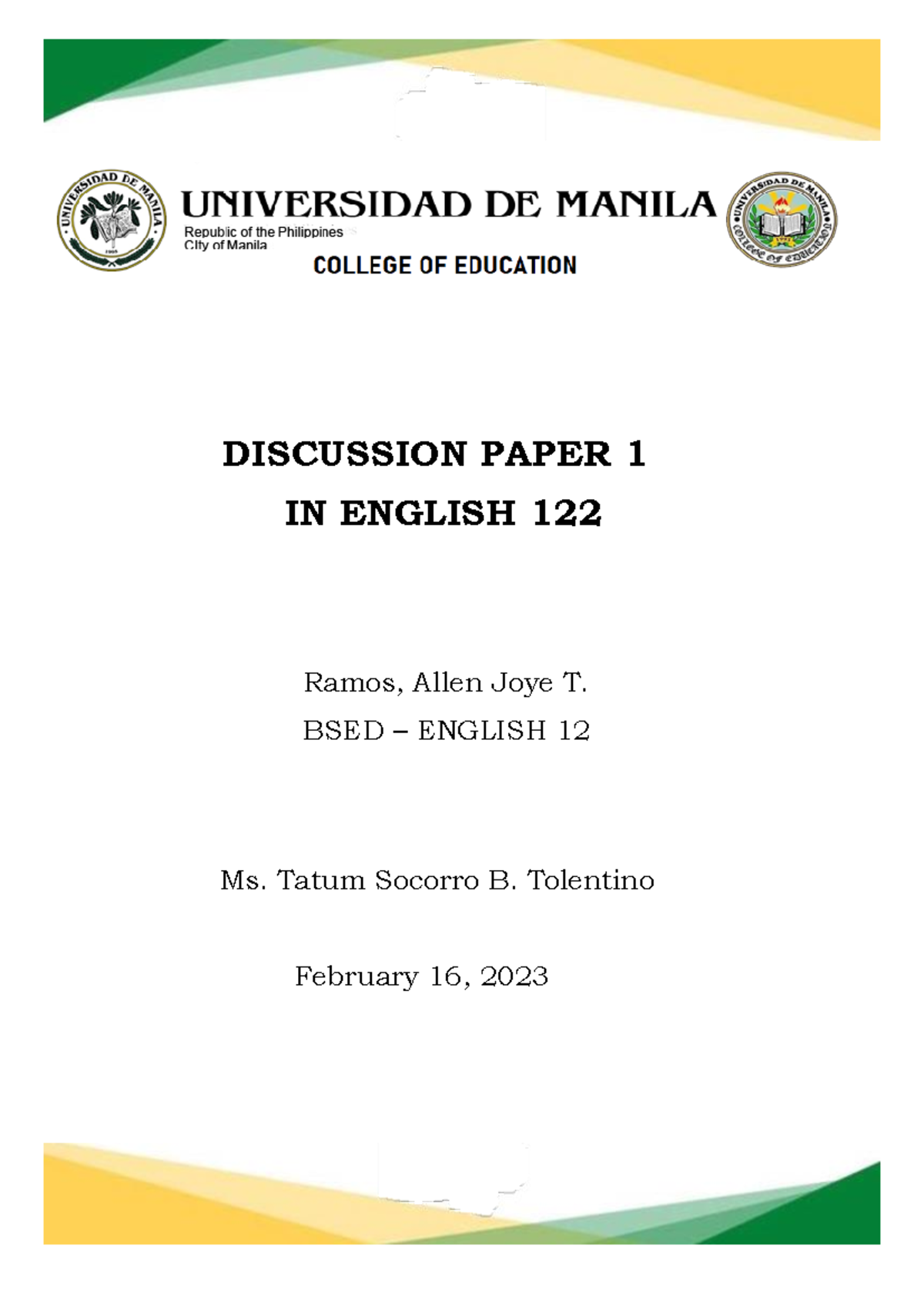 Discussion Paper 1: Enhancing English Language Learning Strategies ...