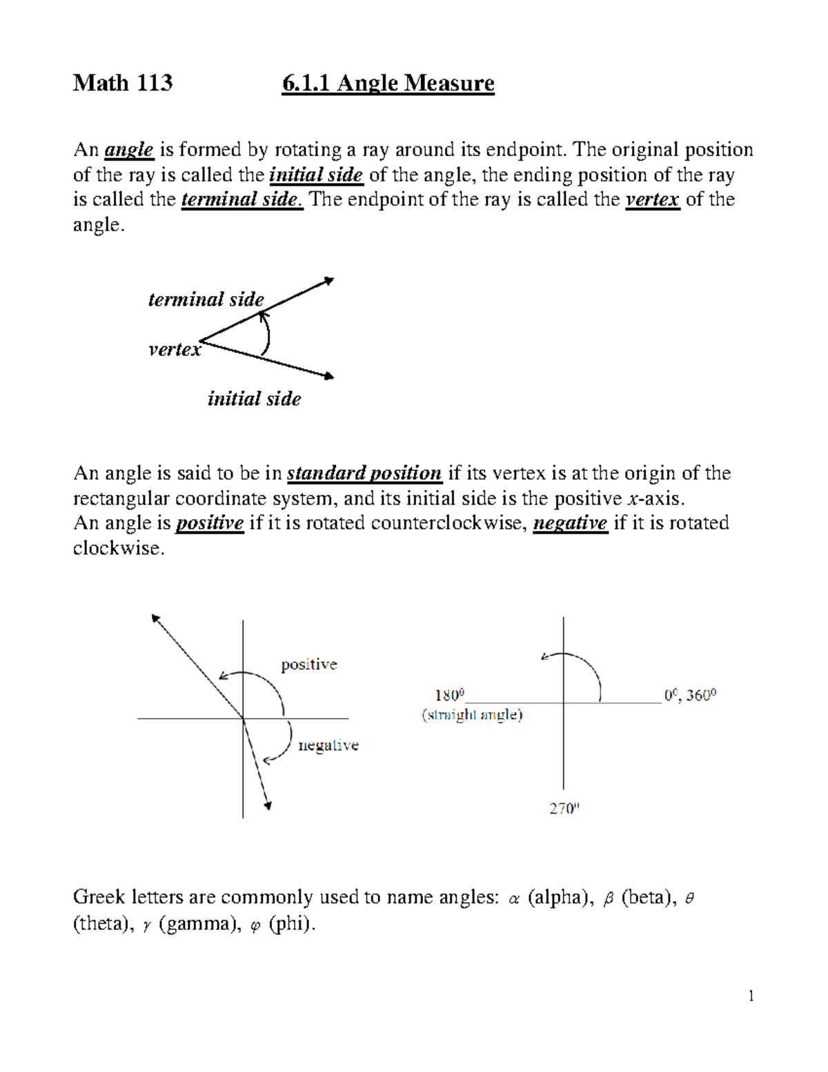 Math 113: Angle Measure and Radian Conversion - Studocu