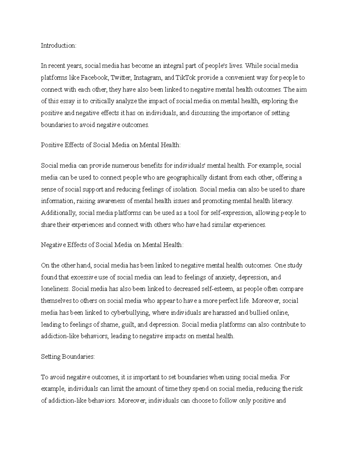 Title The Impact of Social Media on Mental Health A Critical Analysis ...