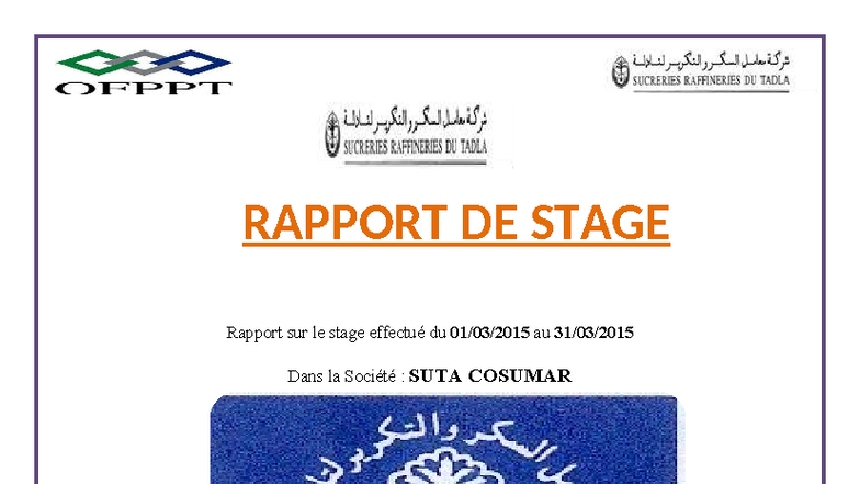 Rapport de Stage SUTA COSUMAR: Présentation et Processus de Fabrication ...