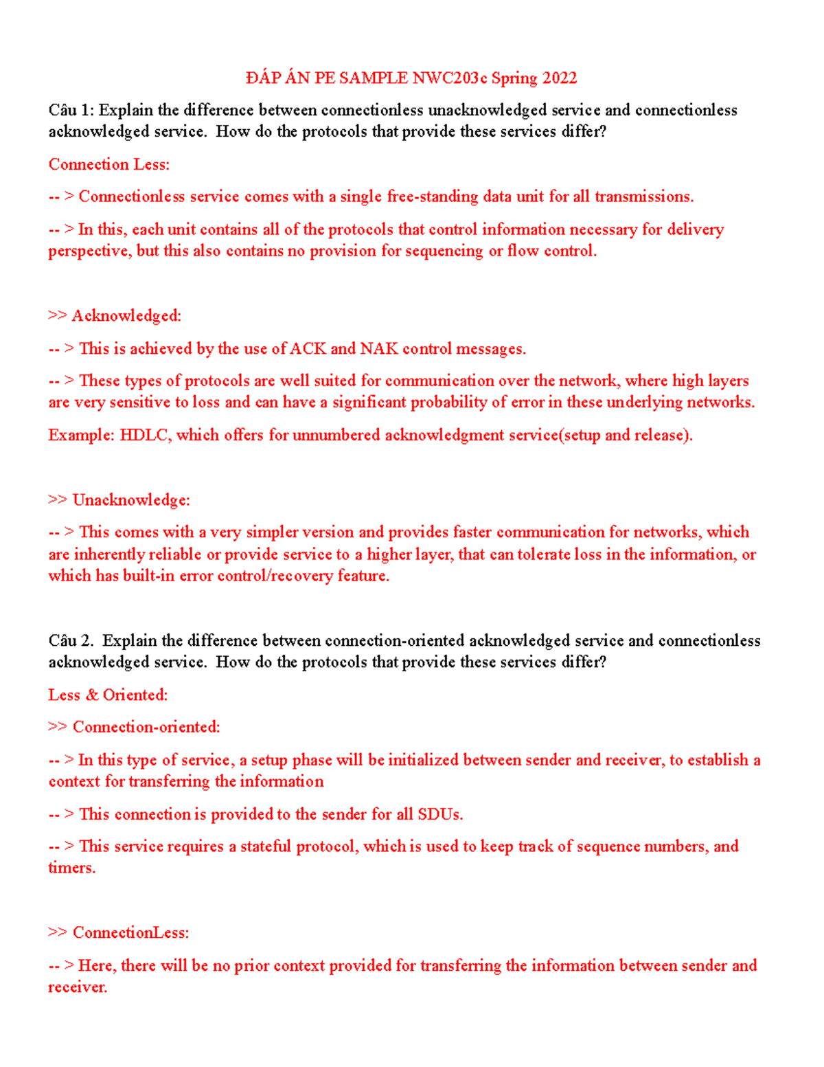 NWC Ha Trang - zxvzxcvzxcv - Đ䄃ĀP 䄃ĀN PE SAMPLE NWC203c Spring 2022 Câu ...