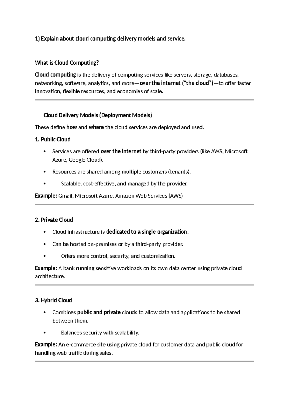 Cloud Computing Delivery Models & Services Overview - Midterm Study ...