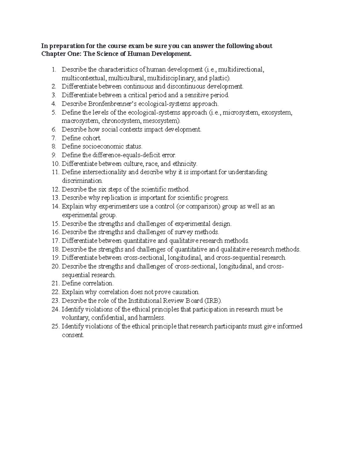 Chapter 1 Outline: The Science of Human Development - Dr. C. Boise ...