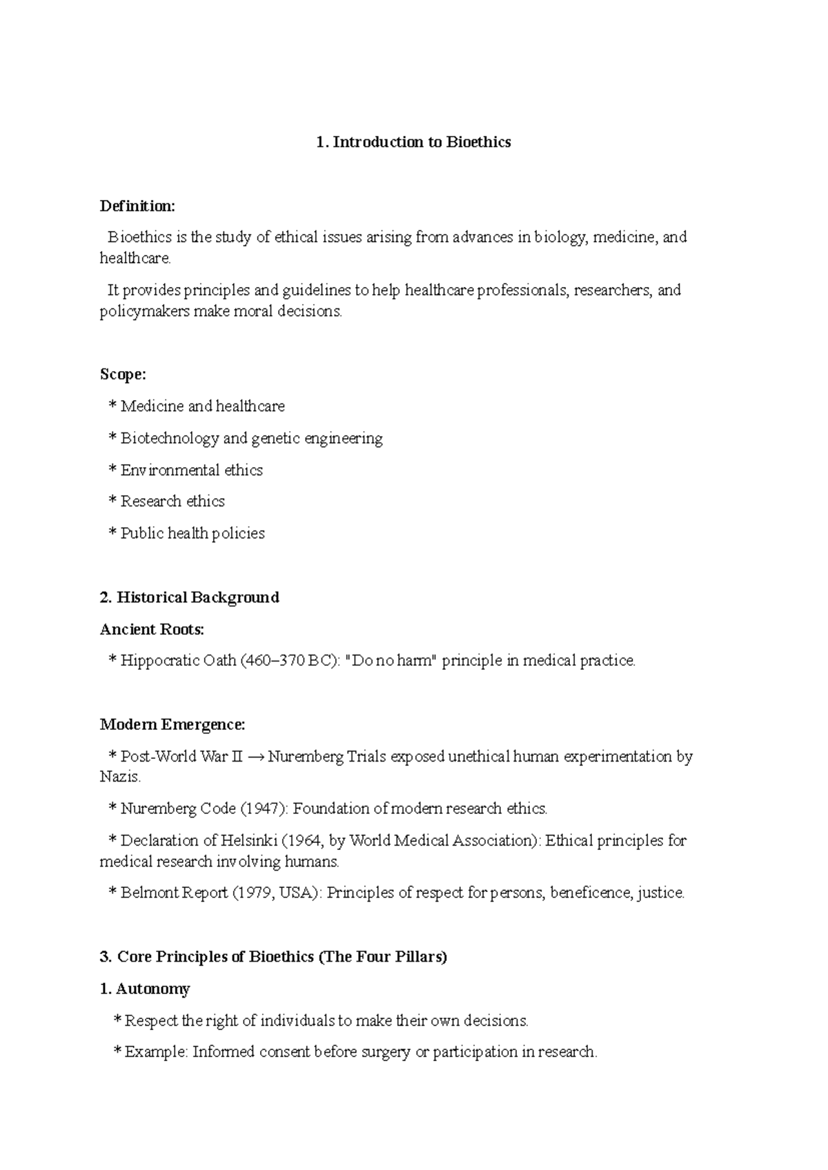 Introduction to Bioethics: Key Concepts and Principles - Studocu