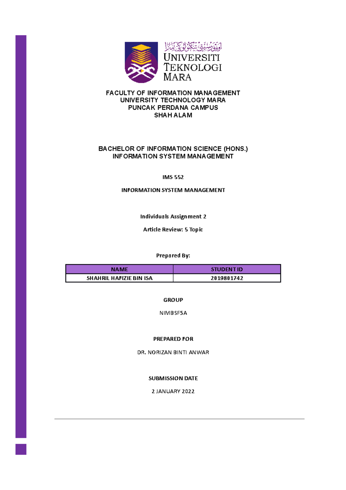 IMS 552 - Assignment 2: Article Review and Analysis of Customer ...
