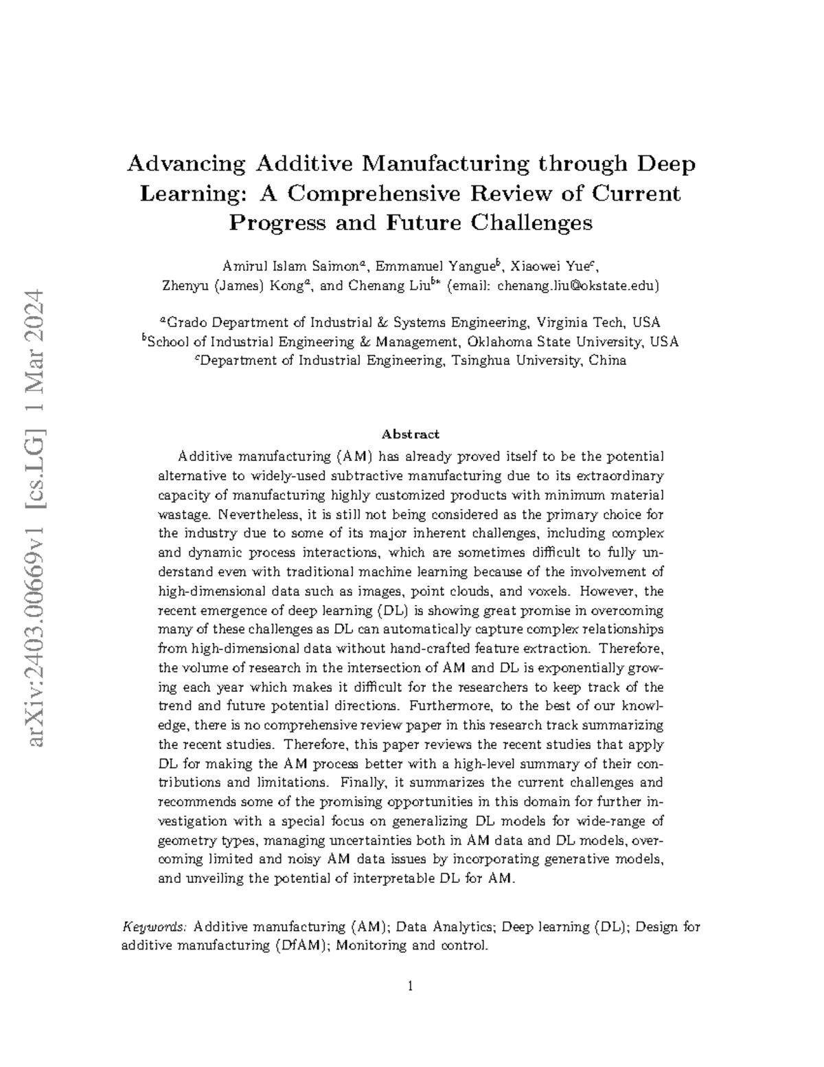 Review Paper of current - Advancing Additive Manufacturing through Deep ...