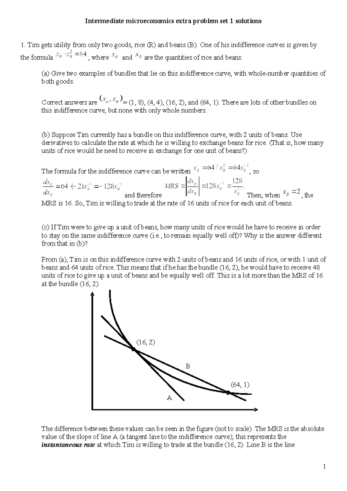 Ex problems 1sol - Extra activities - Intermediate microeconomics extra ...