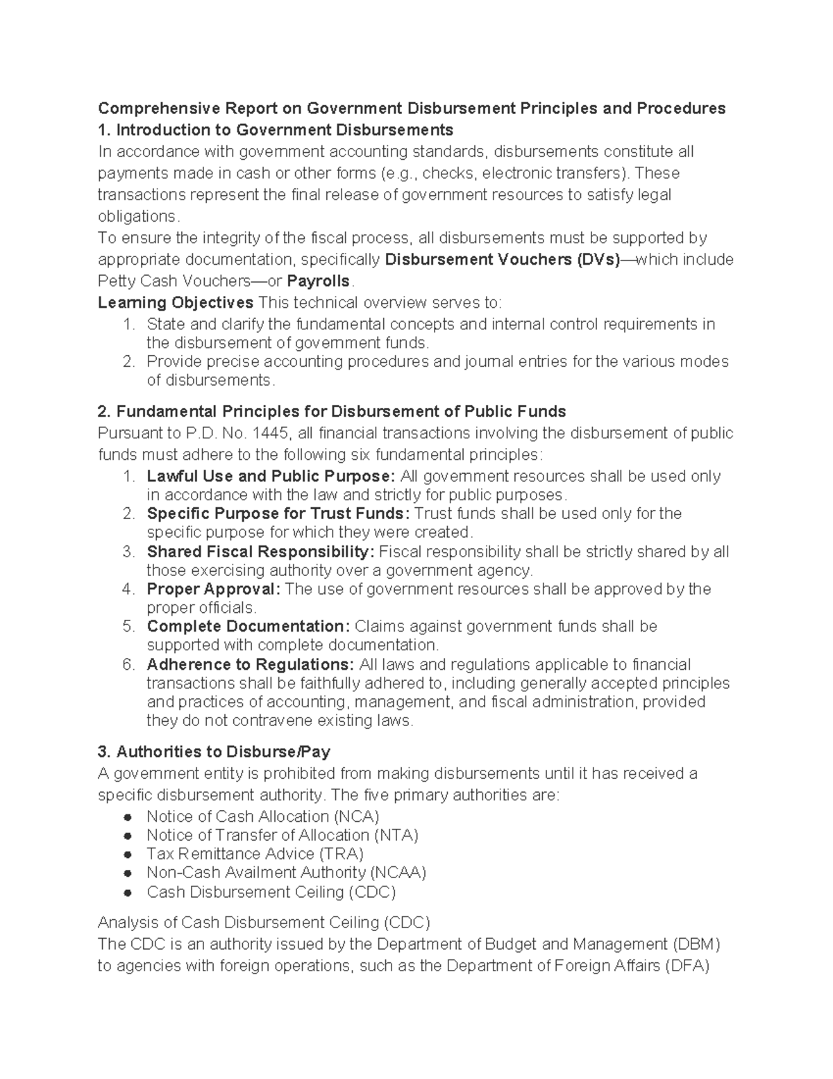 Government Disbursement Principles & Procedures Overview - Studocu