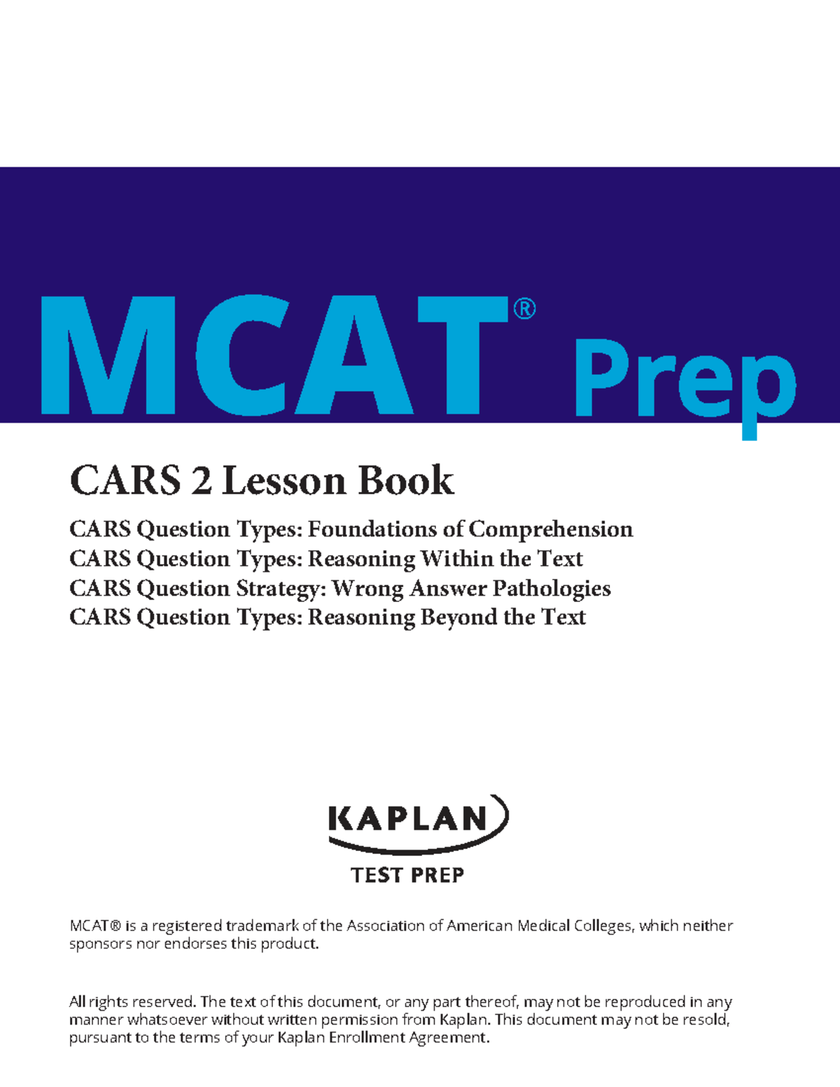 MCAT 11e CARS 2 - Final Exam: Foundations of Comprehension & Reasoning ...
