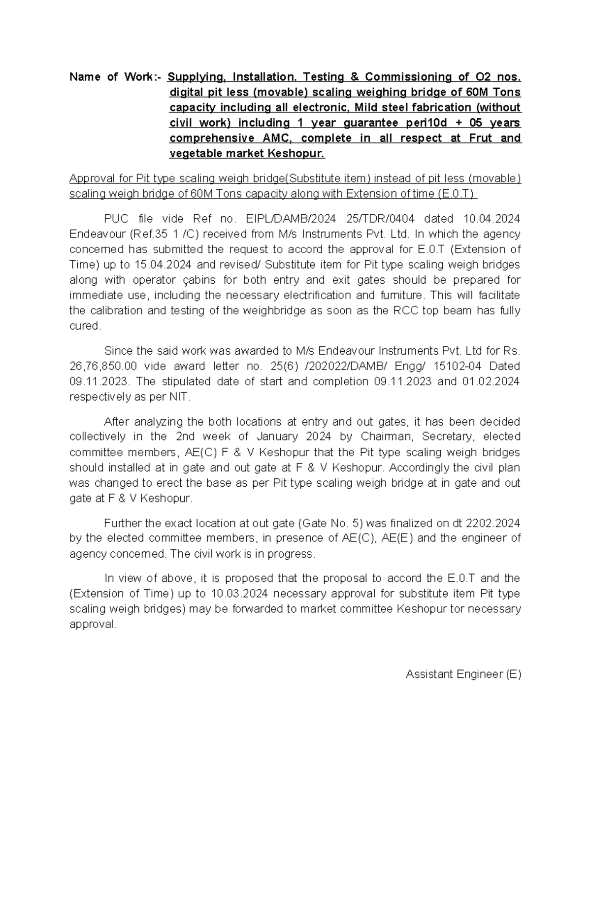 Approval Document for Pit Type Weigh Bridge - KJNB 2024 - Studocu
