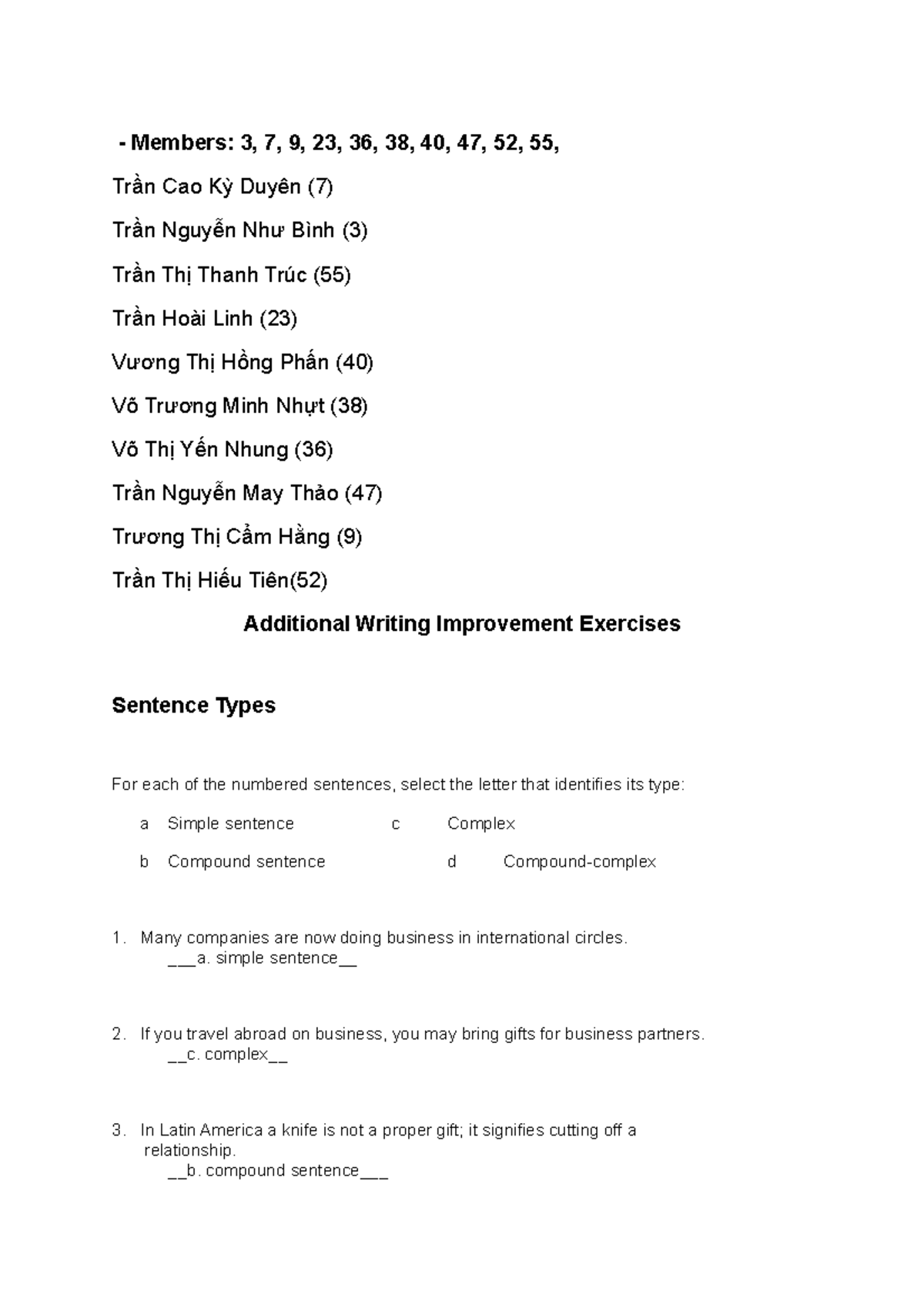 Groupwork - Writing Improvement Exercises for Enhanced Skills - Studocu