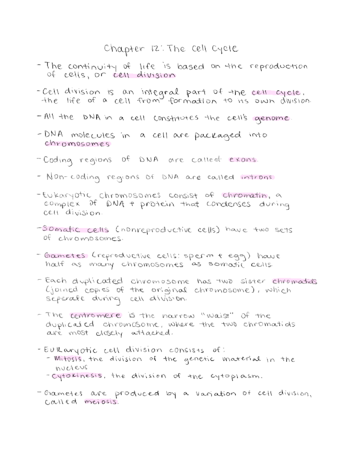 BSC2010 Chapter 12 - Chapter 12 The cell cycle The continuity of life ...