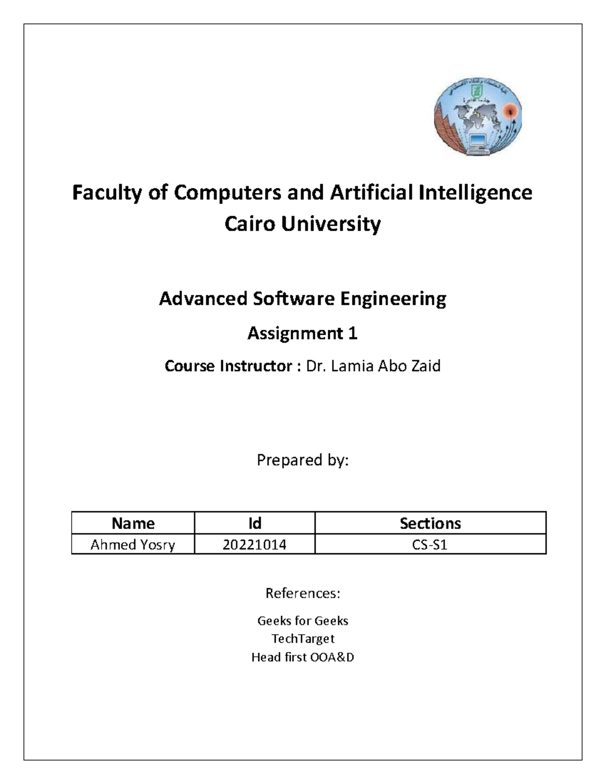 CS-S1-20221014-Advanced Software Engineering Assignment 1 - Studocu