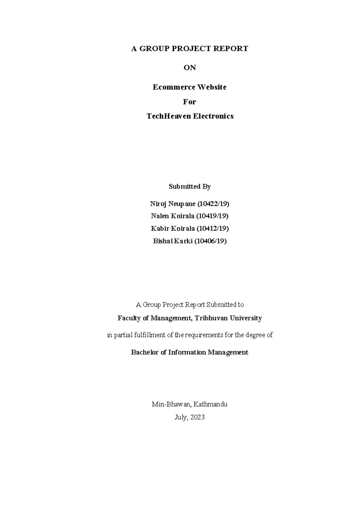 Group Project Report: E-commerce Website for TechHaven Electronics (BIM ...