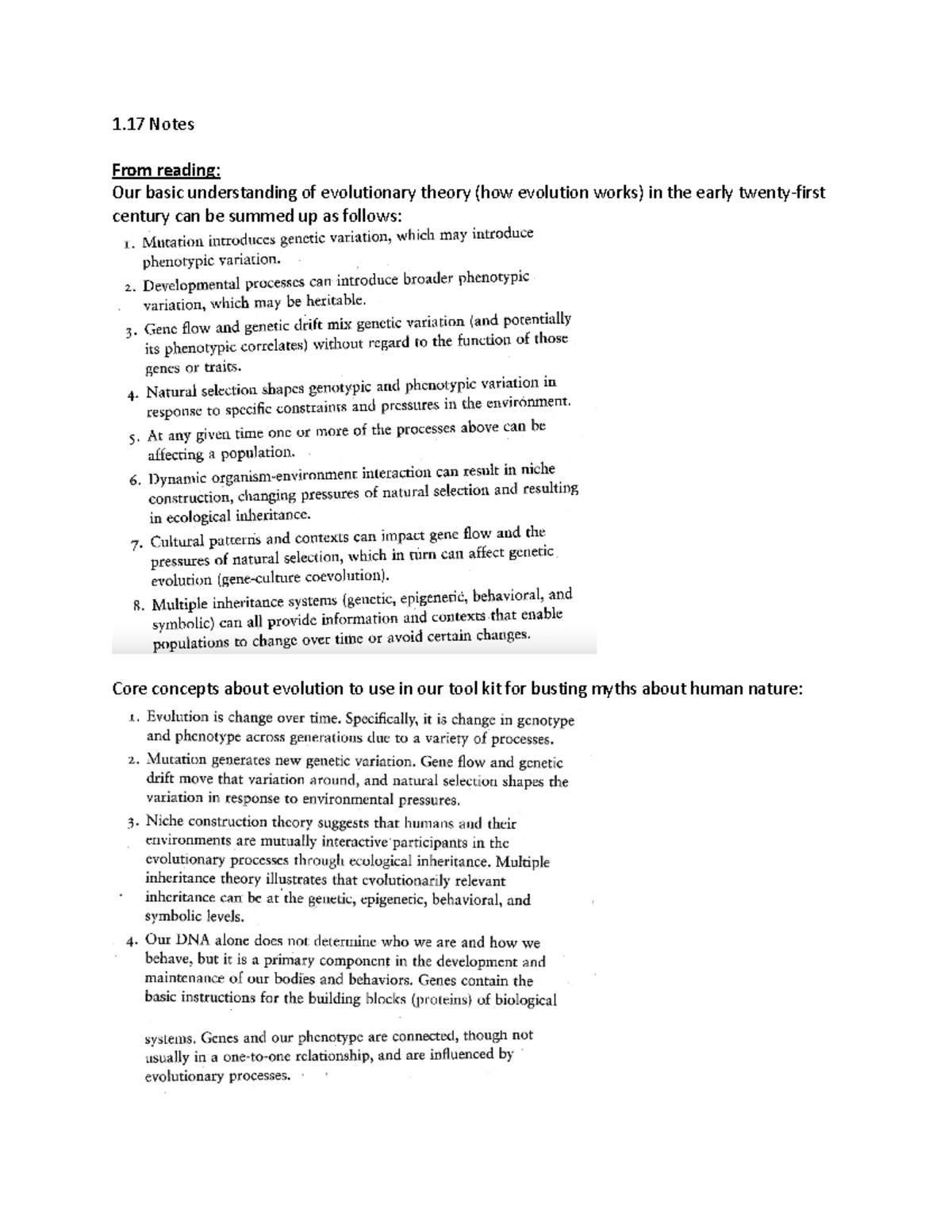 1.17 Class Notes on Evolution - Dr. Jennifer Muller - Studocu