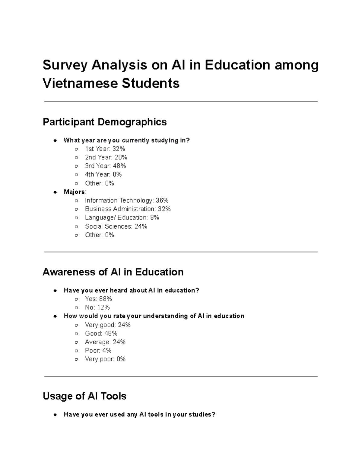 Survey Analysis on AI in Education: Insights from Vietnamese Students ...