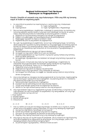 PT ESP 1 - Q4 V1 - Pagsisimba at Pananalangin ng mga Pamilya - Studocu