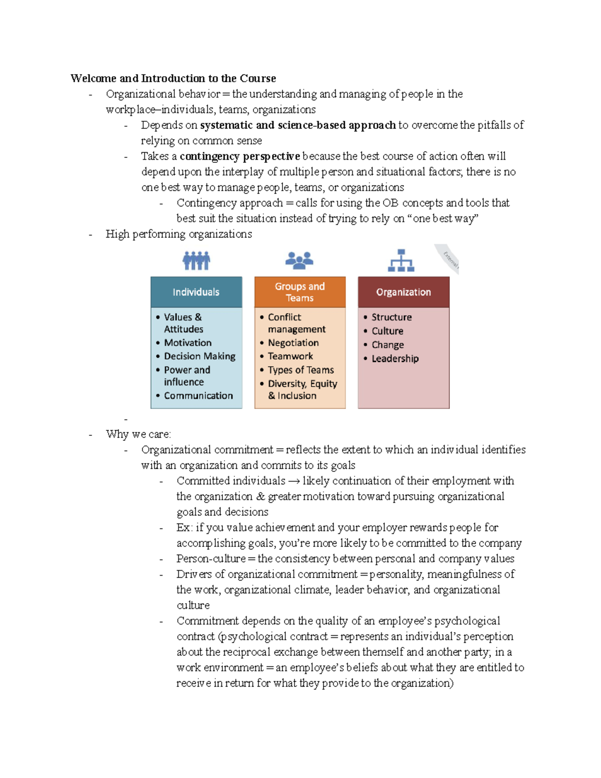 BUAD304 Midterm Study Guide: Understanding Organizational Behavior ...