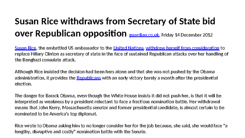3.2.4 Susan Rice's Withdrawal from Secretary of State Consideration ...