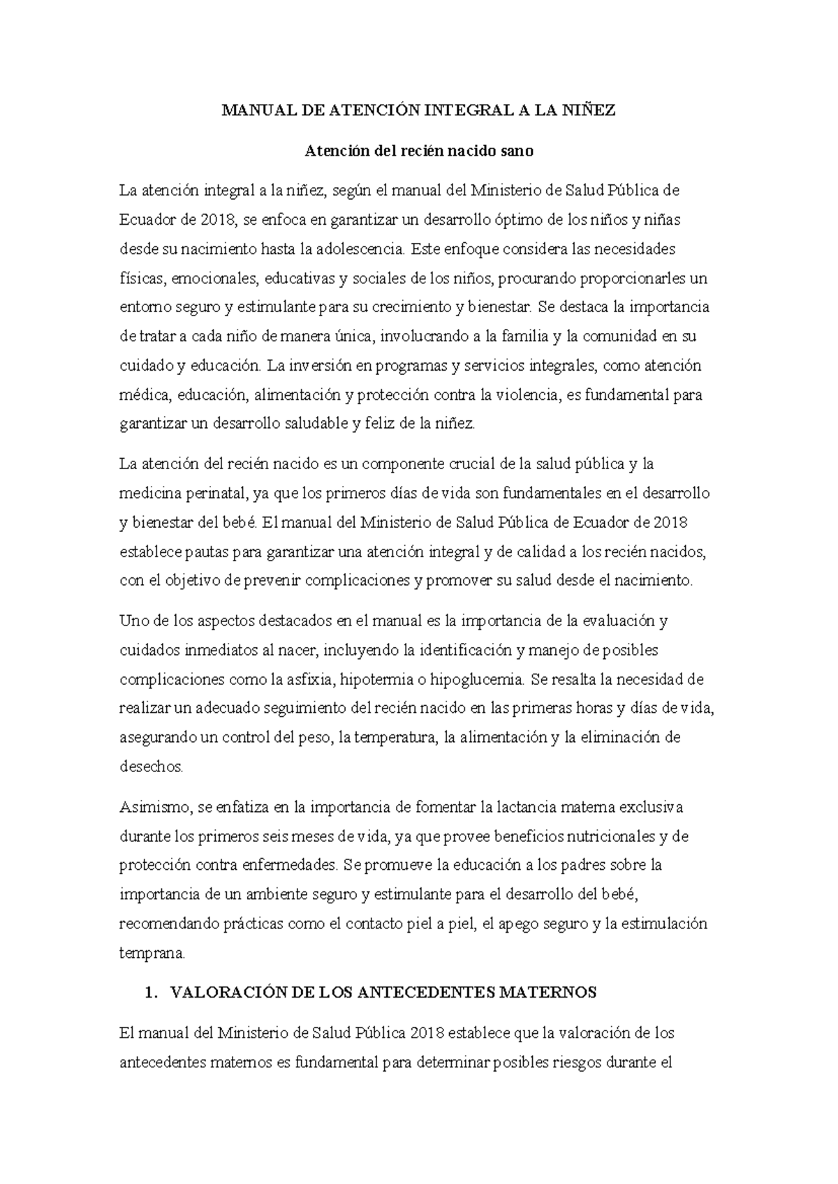 Atención Integral a la Niñez: Manual del Ministerio de Salud 2018 - Studocu