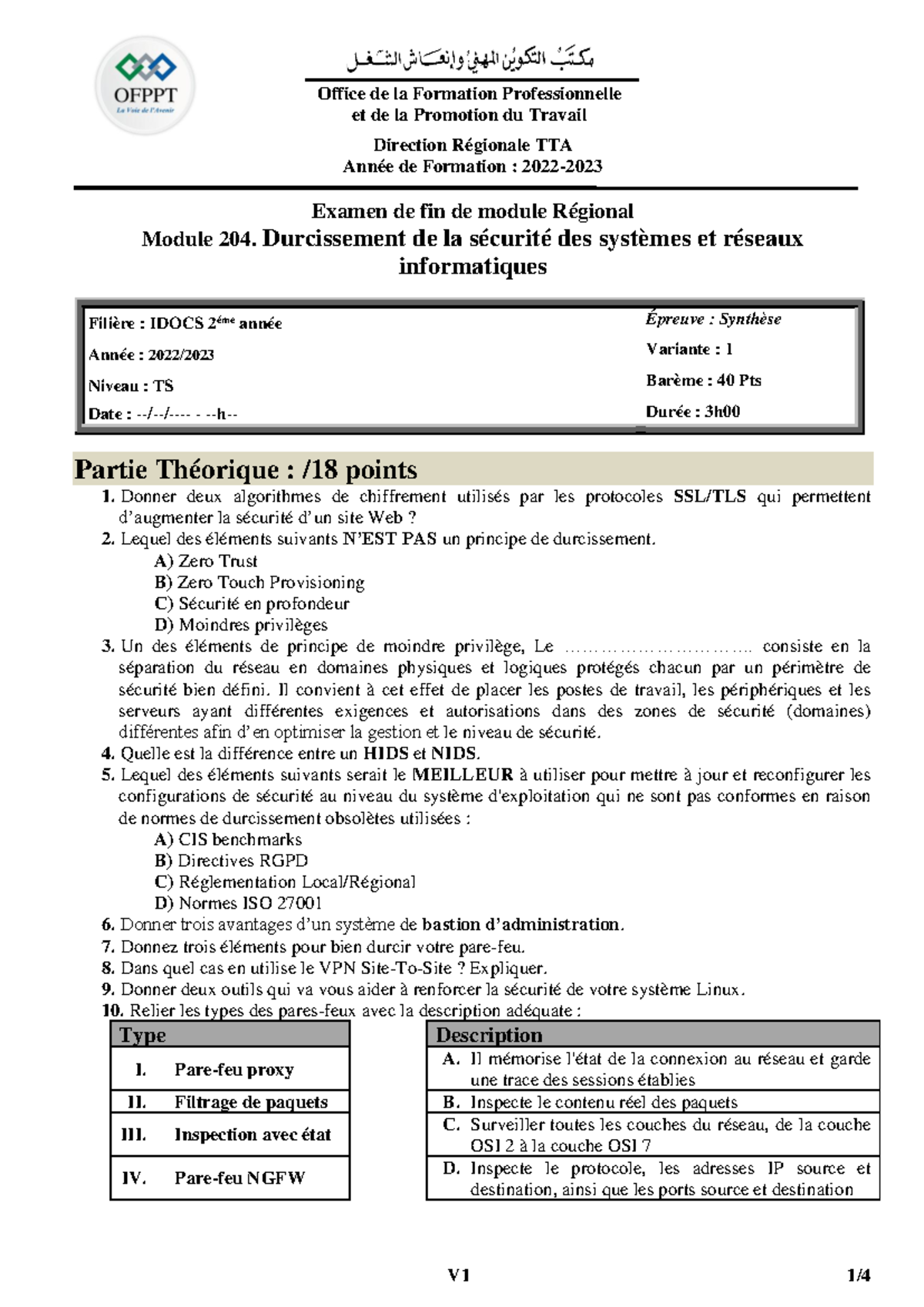 EFM - M204 - IDOCS 2ème Année - Examen de Fin de Module V1 - Studocu