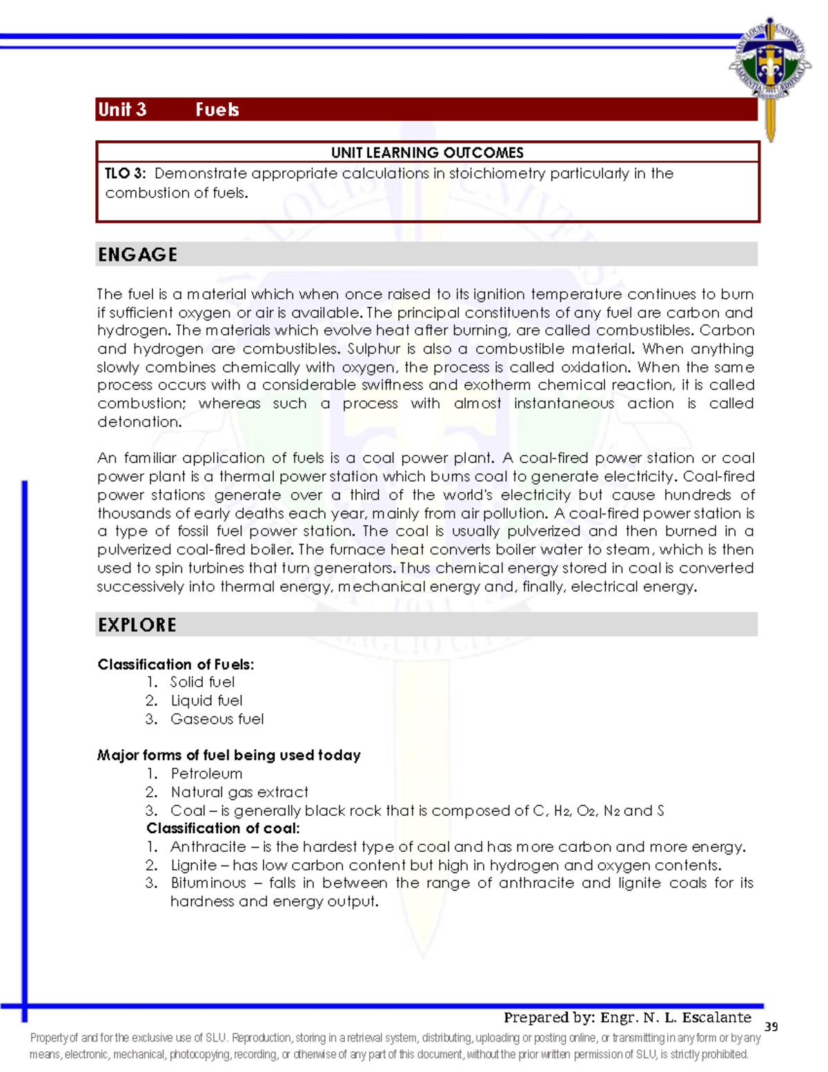Module 1 Unit 3: Combustion and Stoichiometry of Fuels - Studocu