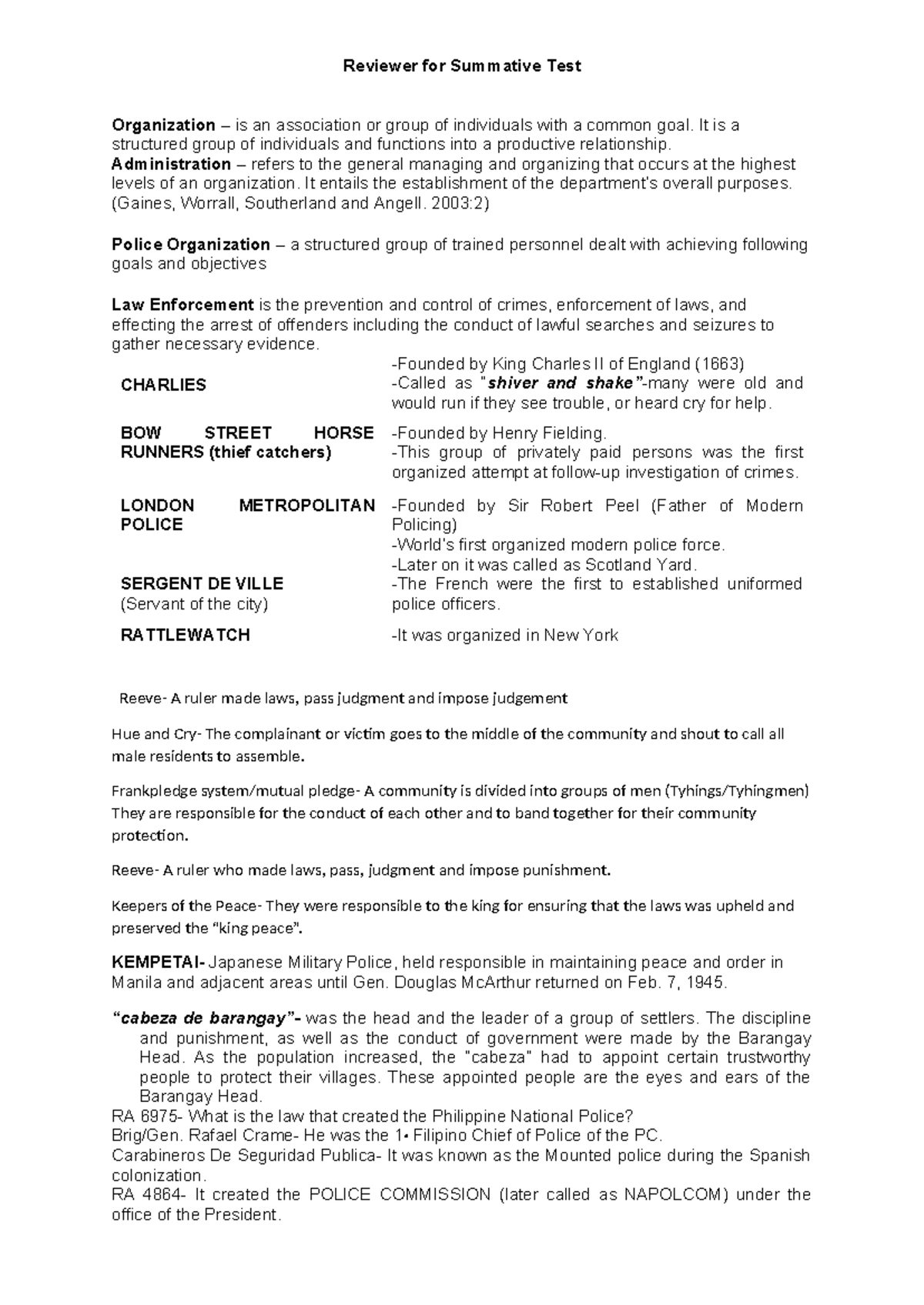 LEA 1 Pointers - 2nd Yr - P1 - Reviewer for Summative Test Organization ...