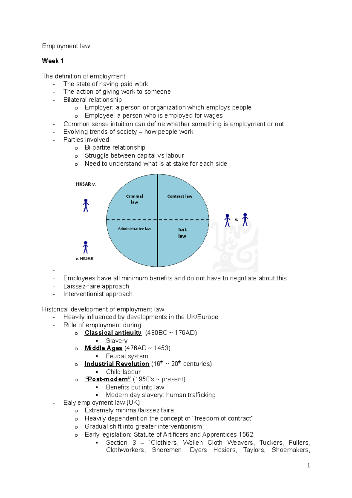 EMP 101 - Employment Law Class Notes and Key Concepts Overview - Studocu