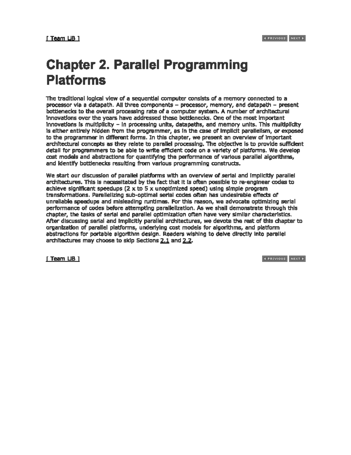 LiB Chapter 2: Overview of Parallel Programming Platforms and ...