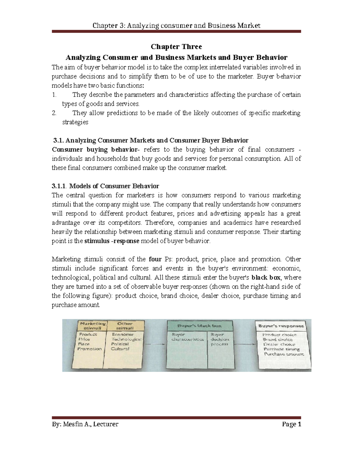 Chapter 3-POM - nnnnnnnnn - Chapter Three Analyzing Consumer and ...