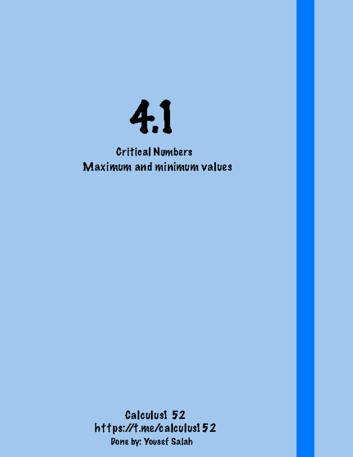 Critical Numbers: Max & Min Values in Calculus 1 (4.1) - Studocu