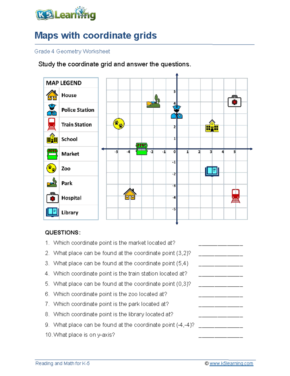 Grade 4 Geometry: Coordinate Grid Worksheet - Studocu
