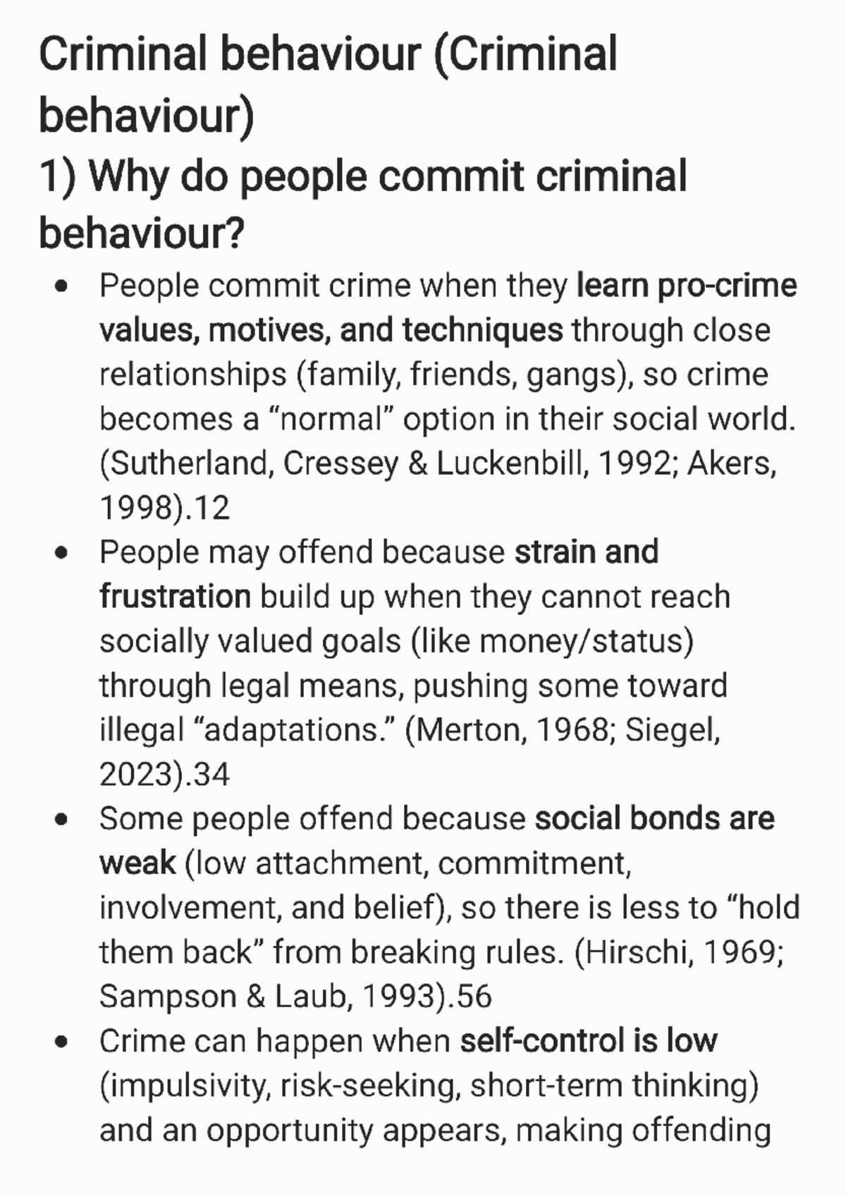 Criminal Behaviour (CRIM101): Understanding Types and Causes of Crime ...