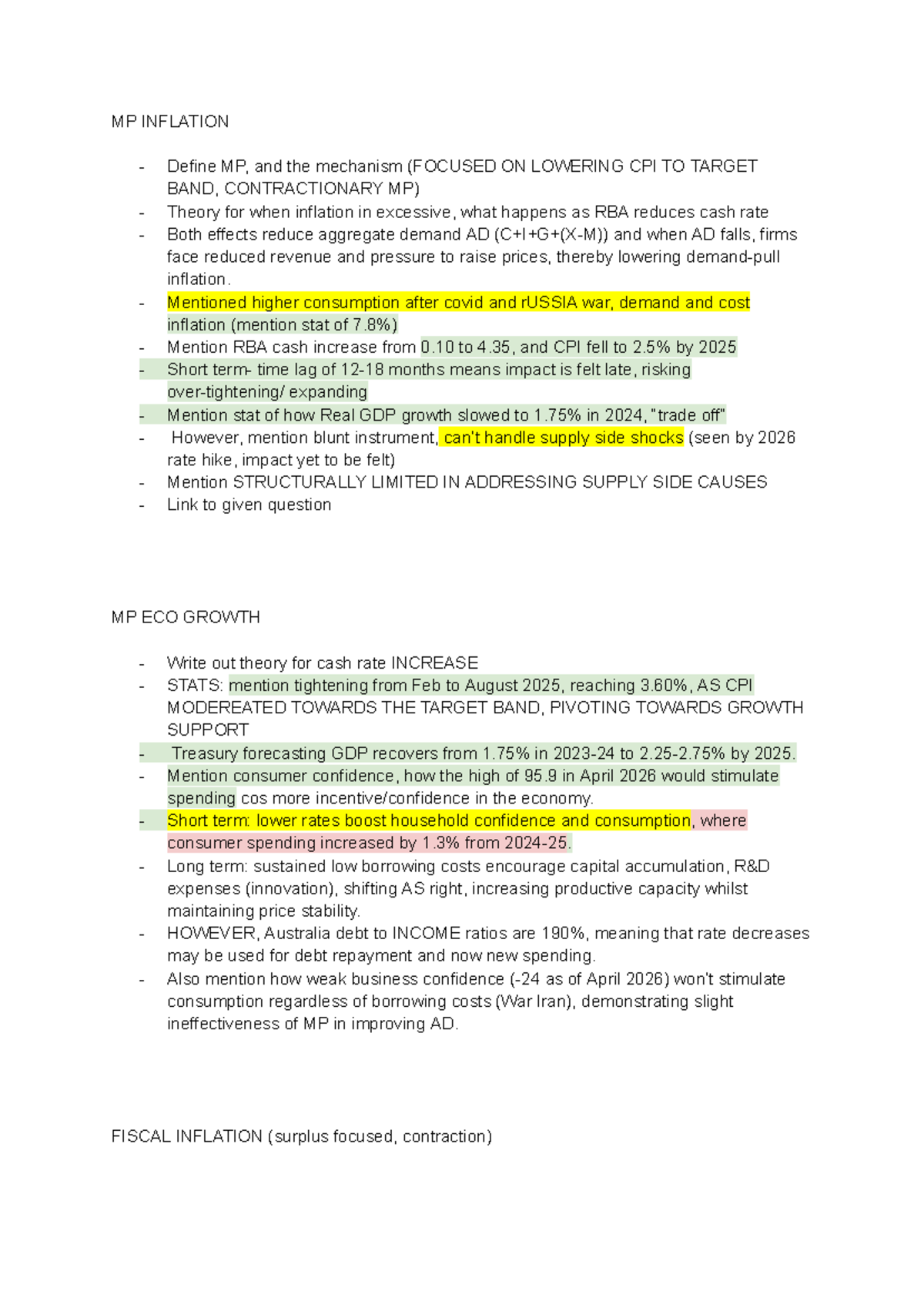 MP INFLATION & FISCAL POLICY: Mechanisms and Impacts on CPI - Studocu