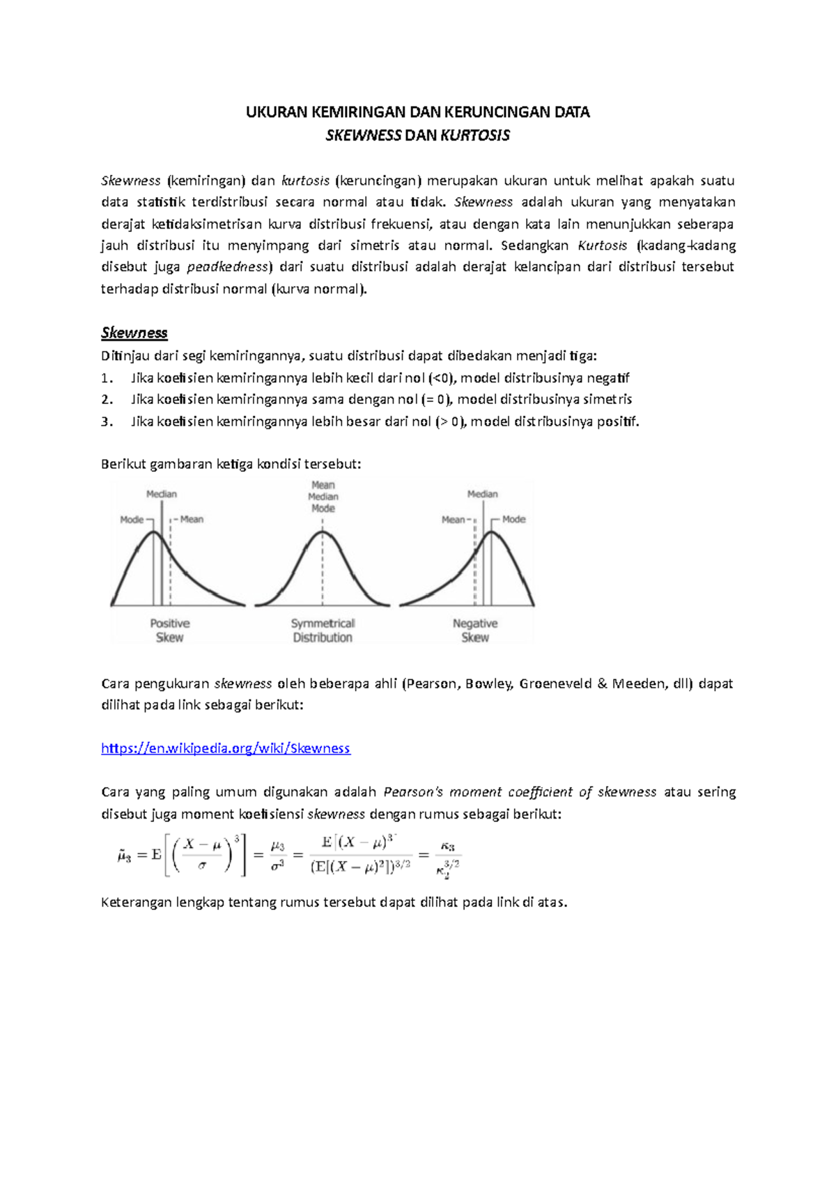 Skewness dan Kurtosis - Lecture Notes 10: Ukuran Distribusi Statistik ...