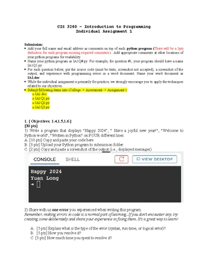 Python Programming - Study Notes & Assignments - Studocu