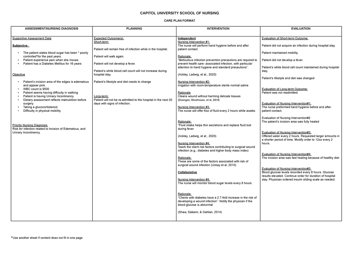 NCP 101 - Comprehensive Guide for Nursing Care Plan Development - Studocu