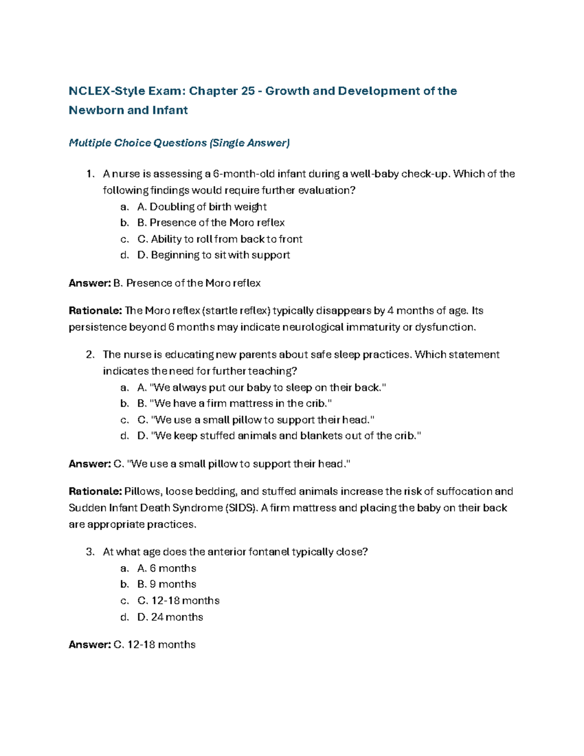 Exam: Chapter 25 & 26 Growth and Development of Newborns and Toddlers ...
