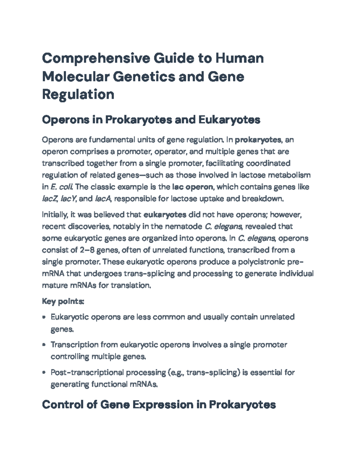 Comprehensive Overview of Human Molecular Genetics & Gene Regulation ...